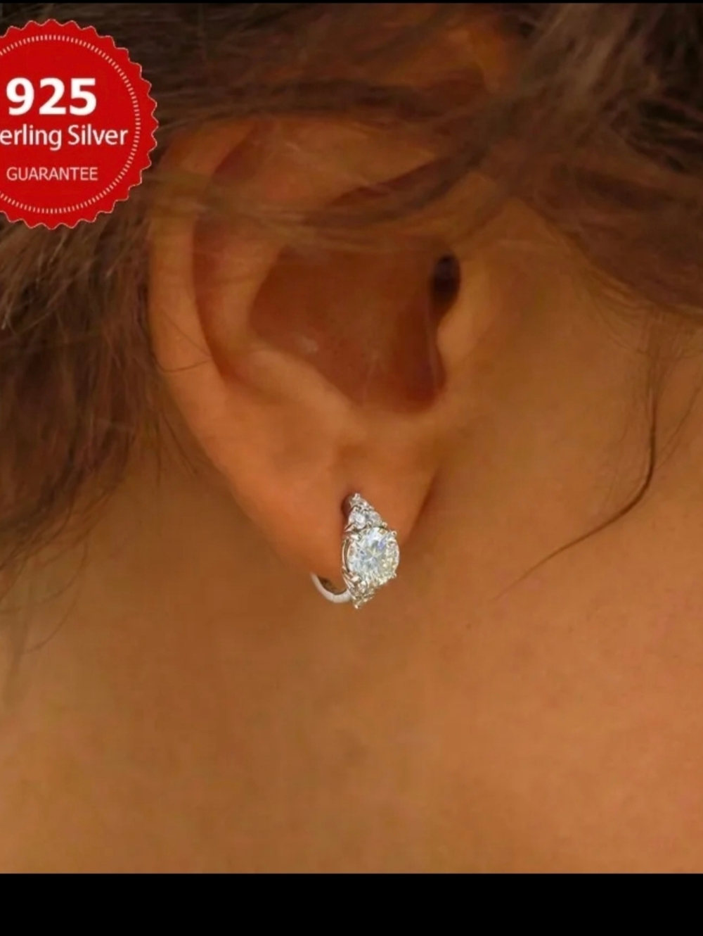 Shiny 1ct Moissanite Earrings 925 Sterling Silver Hoop Earrings Wedding Earrings - Picture 4 of 4